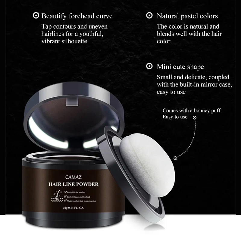 CAMAZ Strong Effect Quick Cover Grey Hair Root Concealer Hair Building Fibers Hair Line Powder