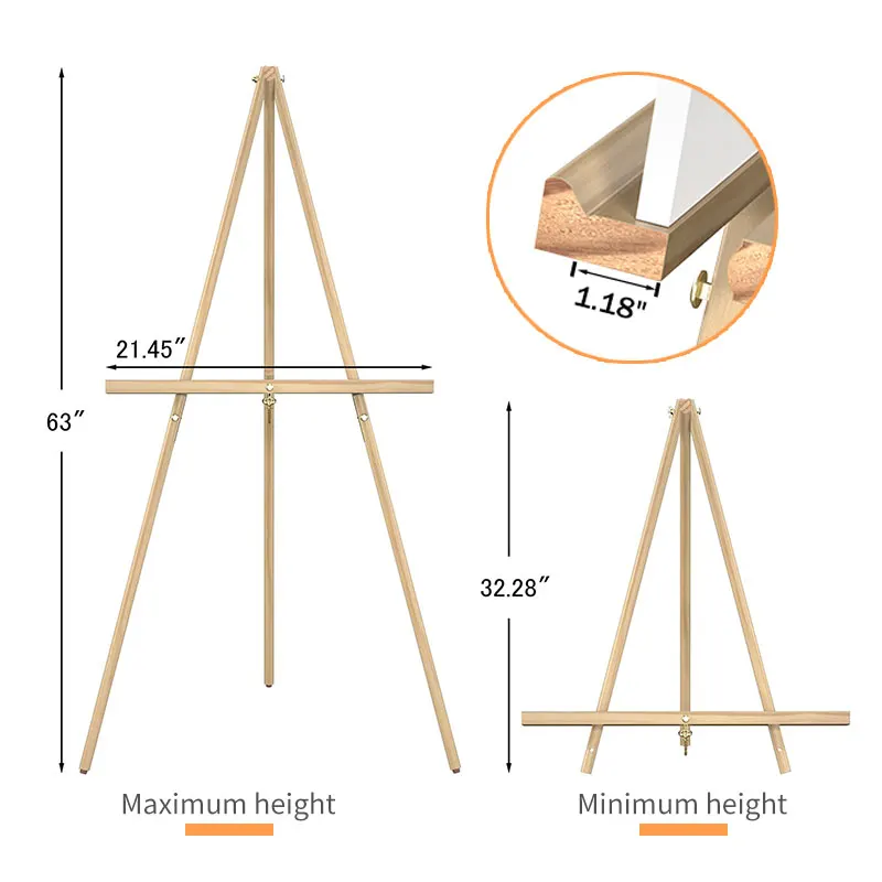 Art Easel Wooden Portable Tripod Display Easel - Adjustable Wood Poster Stand for Wedding Painting Display