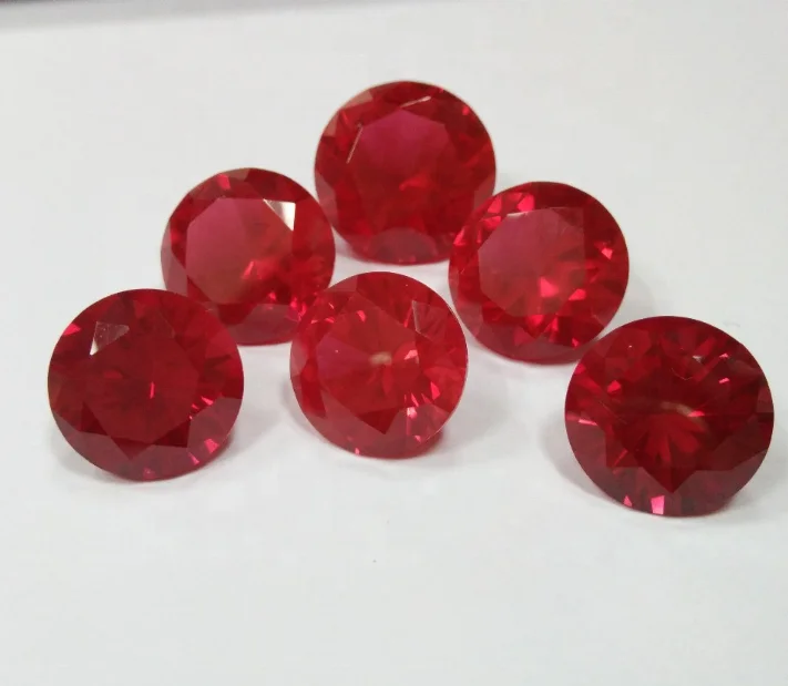 Round cut synthetic corundum  loose gemstones synthetic rough ruby gemstone for jewelry