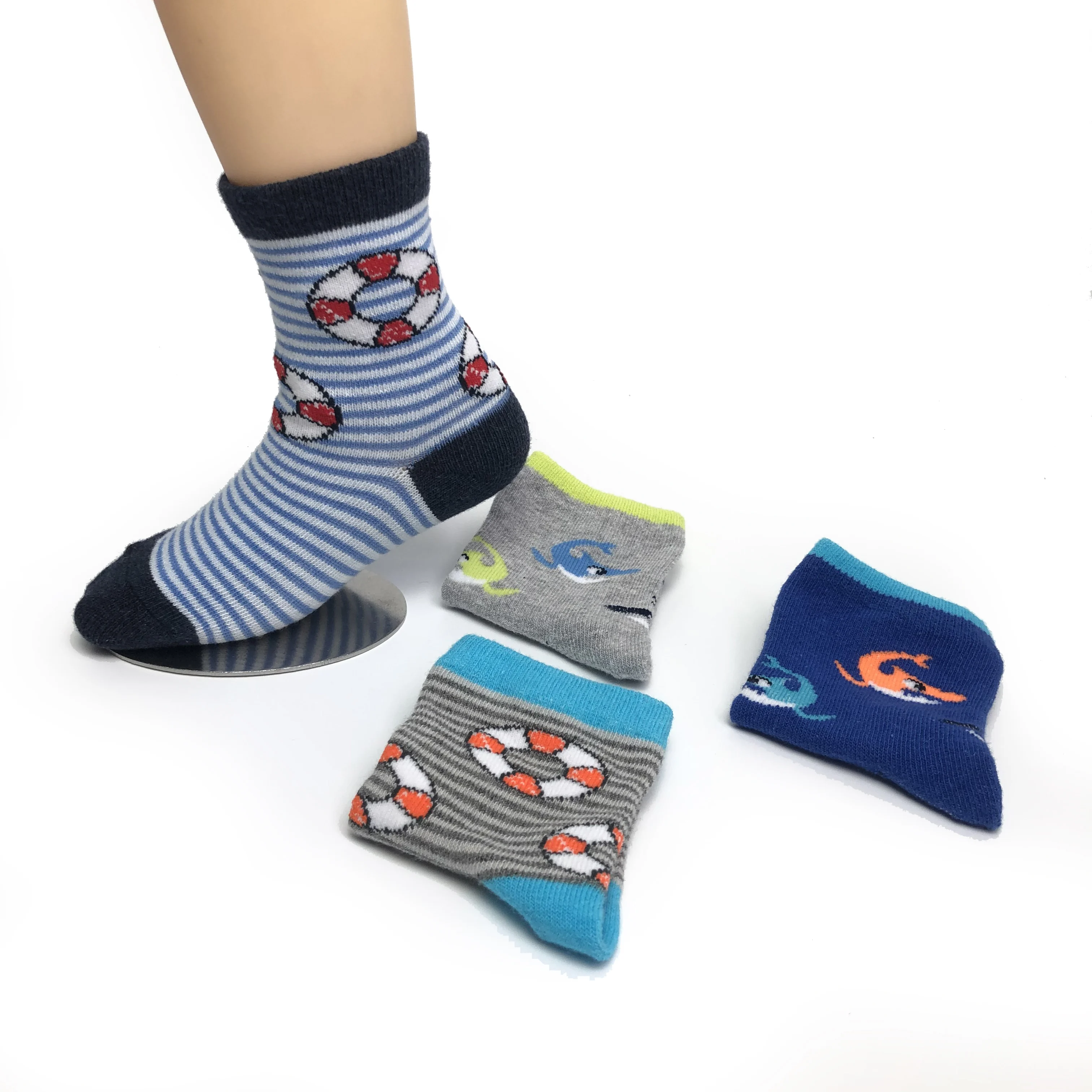 Factory wholesale boys terry cotton warm shark ocean cartoon pattern socks