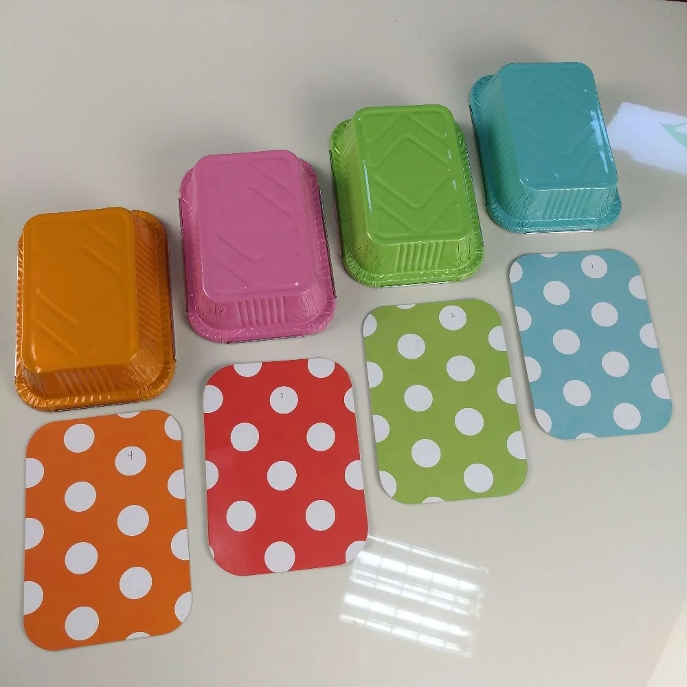 Food grade aluminium foil container/ carry out tray with Cardboard Lid colorful cosmetic  container for food