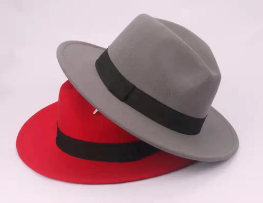 
Women Men Wool Panama Wool Wide Brim flap Cap custom fedora hat black belt Floppy Jazz wide brim fedora hat for women 