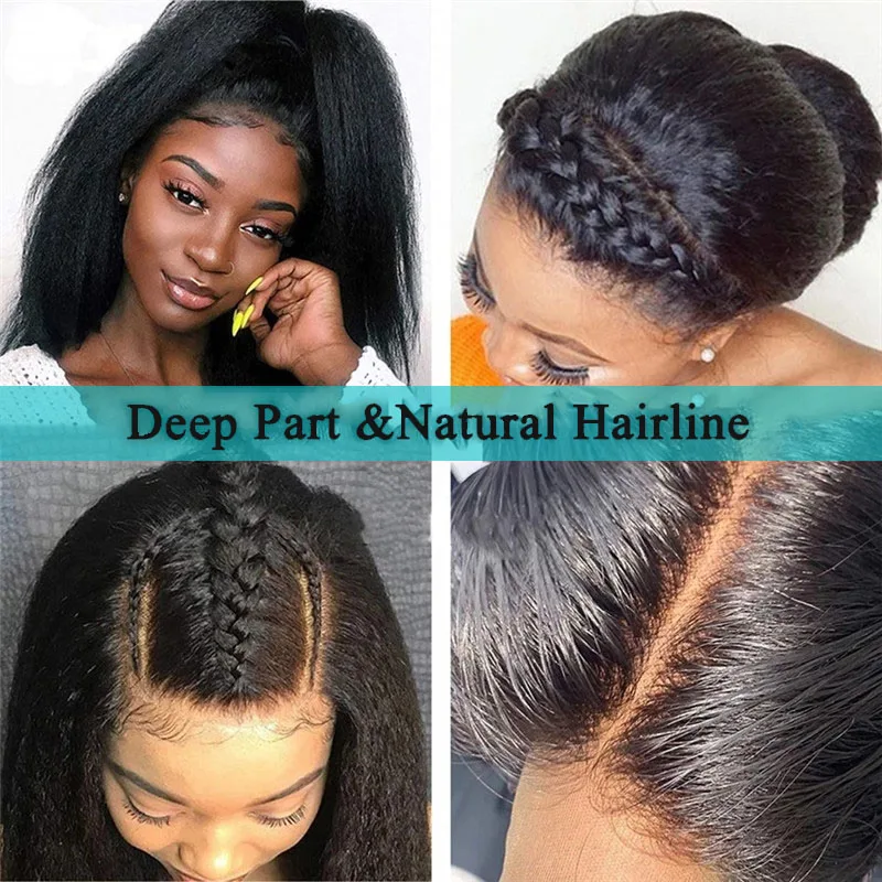 Women 100% Virgin Human Hair Wig 30 Inch 13x4 Lace Frontal Wig for Black Pre Plucked Kinky Straight Peruvian Hair HD Lace Long