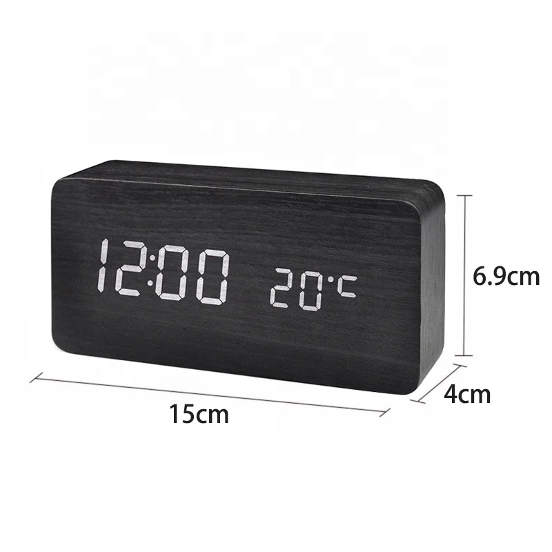 LED digital alarm clock with indoor temperature and humidity digital wood table clock wooden desk alarm clock despertador reloj