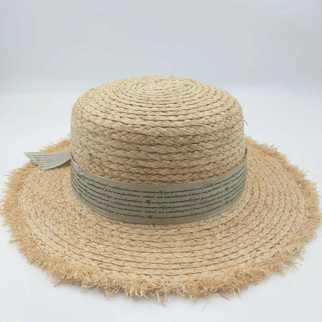 natural  floppy summer wholesale cap triby florry  foldable summer hats women raffia