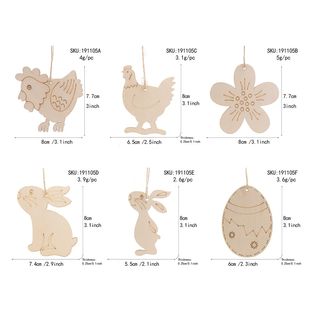 Wooden Diy Craft Easter Pendant Wood