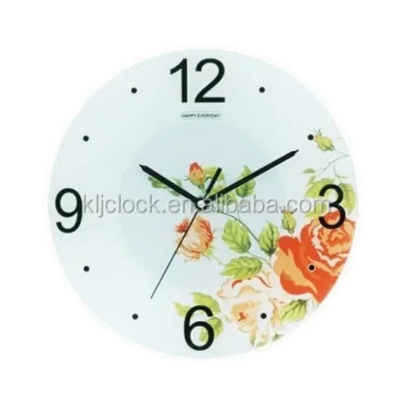 WH-7980 Transparent Glass Wall Clock Colored Glass Special Design 10 inch Wall Clock