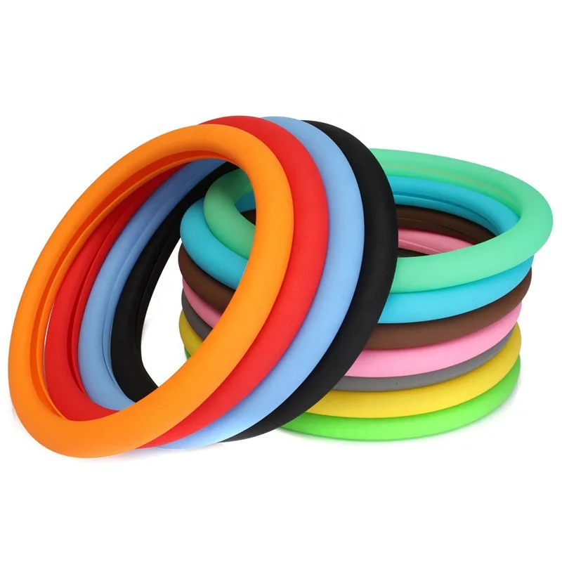 Silicone Material Colorful Steering Wheel Cover Car Handle Cover Suede Material Auto Steering Wheel Sleeve