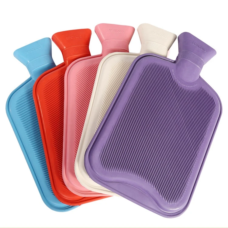 High Quality BS Standard Natural Rubber 2L Hot Water Bag Multi-Color Plush Silicone Hand Warming Feature Natural Rubber Water