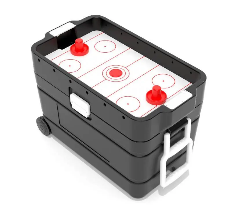 60L cooler box with Air hockey game Built-in lithium battery, powerful Electric Fan