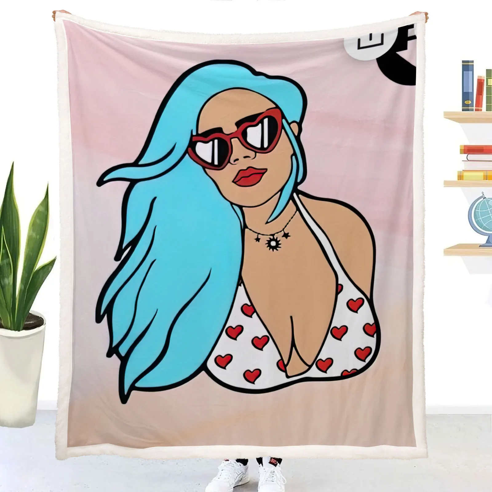 Factory Wholesale Dignity Bad Bunny Fleece Blanket Cartoon Figure TV Sofa Watching Fleece Throw Blanket