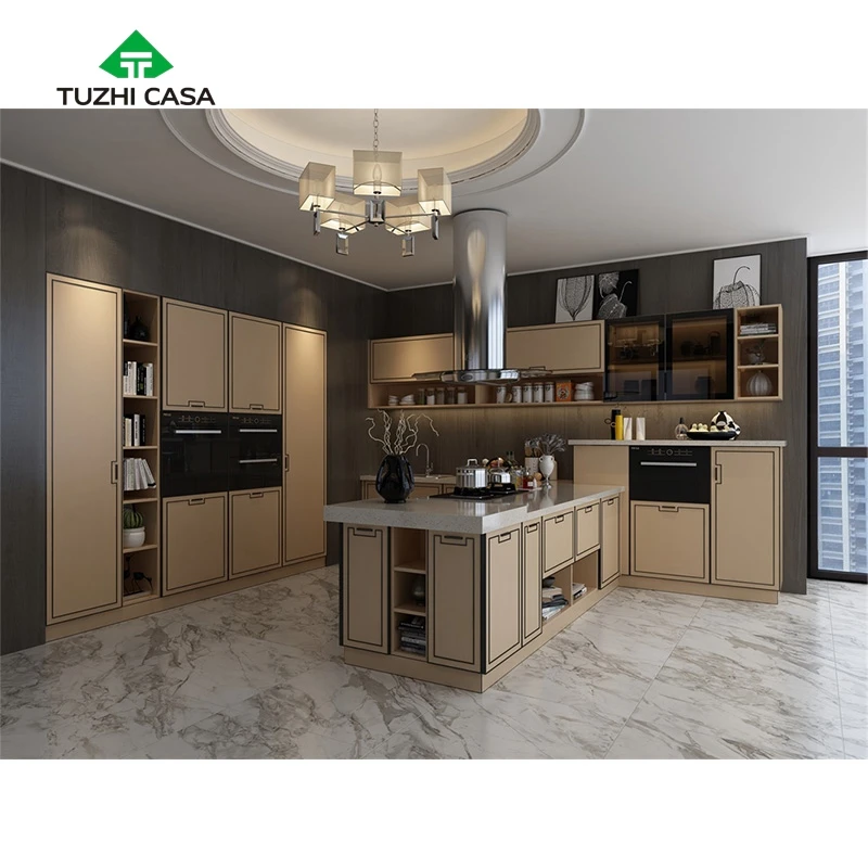 TUZHI CASA malaysia singapore столешница желтая открытая полка основание из нержавеющей стали кухонный шкаф