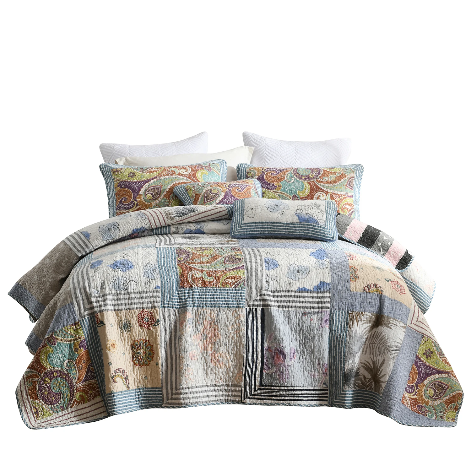 
hot sale 100% cotton handwork bedspread patchwork quilted bedspread 