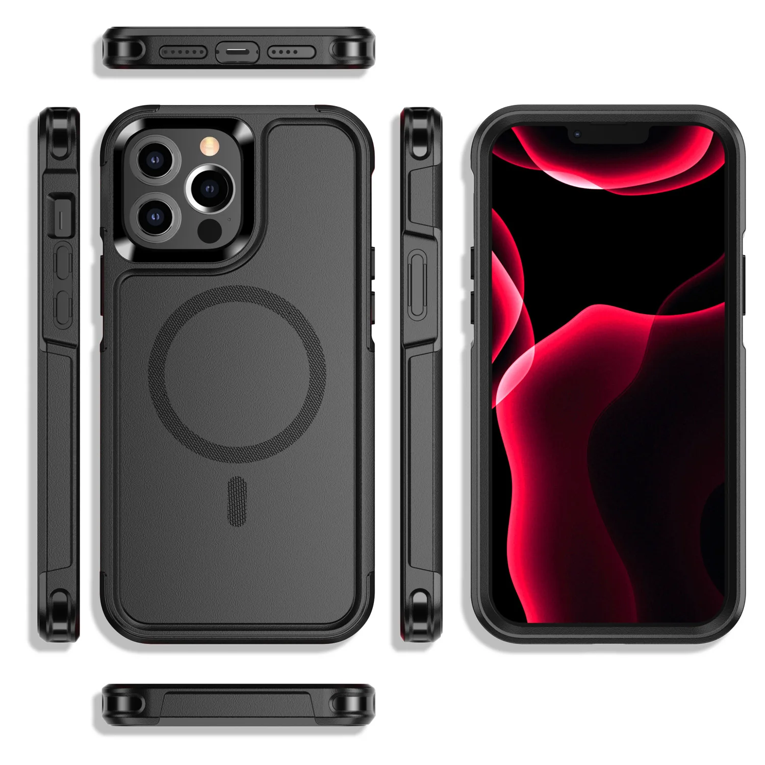 Защитный Магнитный чехол для iPhone 13 Pro жесткий ударопрочный из поликарбоната и ТПУ 11