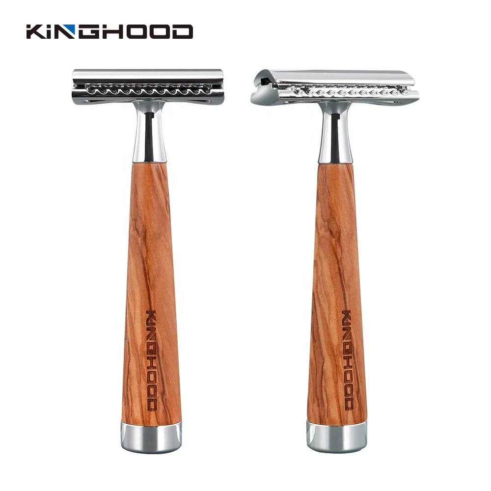 Mens Manual Natural  Zero Waste Wooden Bamboo Handle Double Edge Shaving Safety Razor
