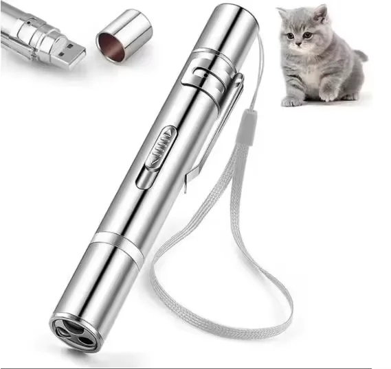 Кус кошка игрушка Интерактивная USB перезаряжаемая кошачья и собака лазерная указка 5 переключаемых режимов питомец светодиодный