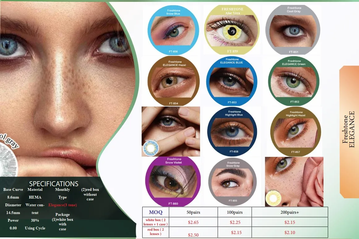 Korean soft contact lenses FreshTone contact lens Elegance colored contact lens