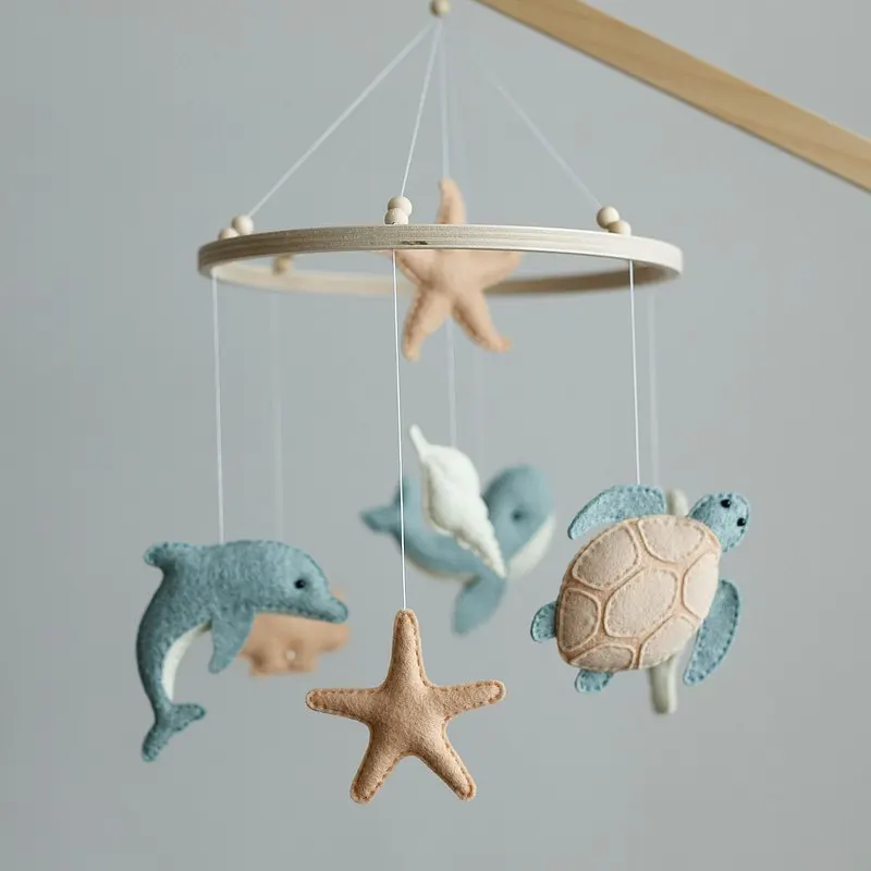 Ocean felt baby mobile turtle dolphin whale baby crib mobile