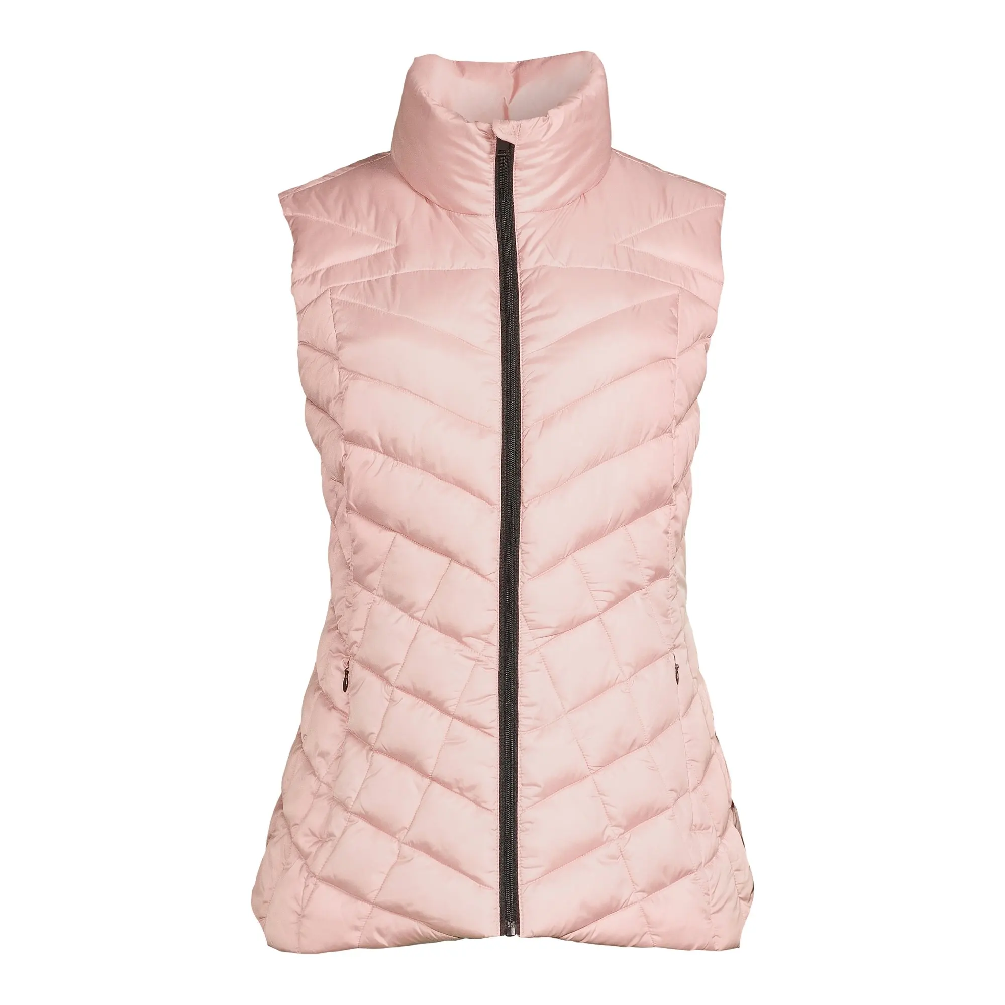 winter high quality utility chevron down vest elastic waist goose down filled gilet foldable zip up duck down puffer vest women