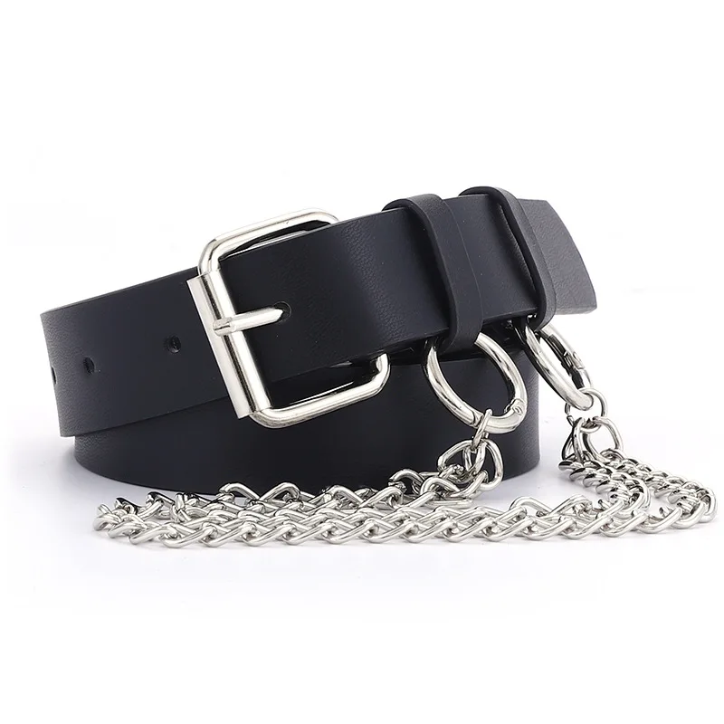 Fashion Pin Buckle Decoration Chain Belt Women Shopping Casual Black Belt Factory Direct Supply Custom Belt