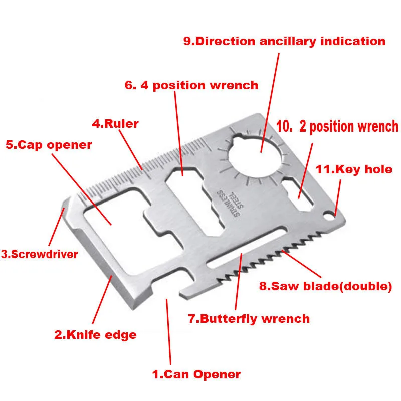 outdoor kit gear credit card multi tool gadget camp opener wallet multifunction Knife bottle survive pocket multipurpose