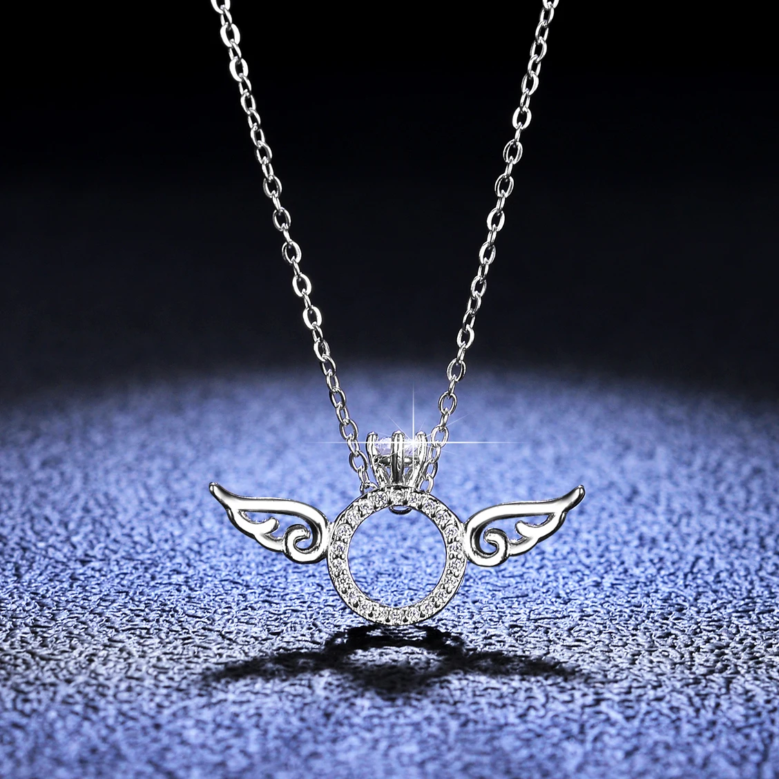 personal custom Wholesale Factory Price Eternity Halo 925 Silver Necklace sterling Silver wing Necklace Pendant For Women