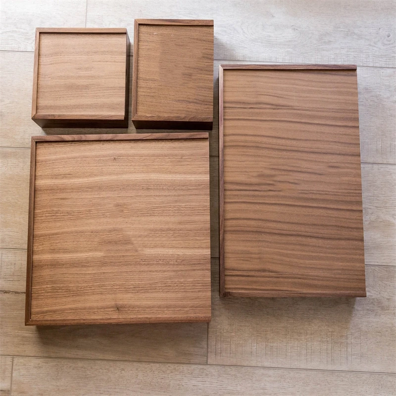 Custom Wholesale Personalized Engraved Wood Keepsake Box Walnut Wood Box With Sliding Lid Wooden Box