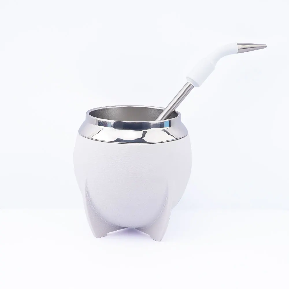 260ml Leather Mate cup Argentina Yerba Mate Gourd with Bombilla and Cleaning Brush yerba mate gourd leather