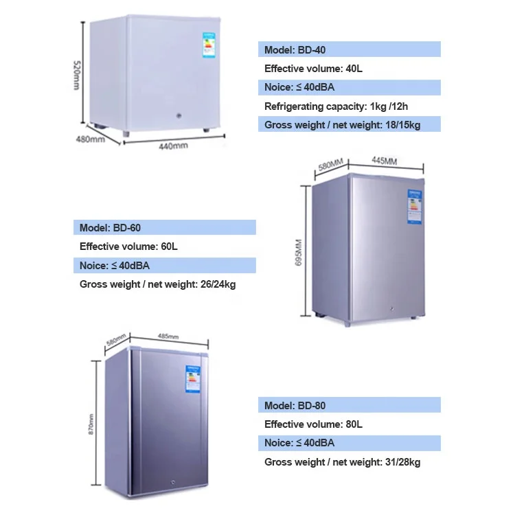 OEM 40L 60L 80L mini fridge single door fridges household home refrigerator