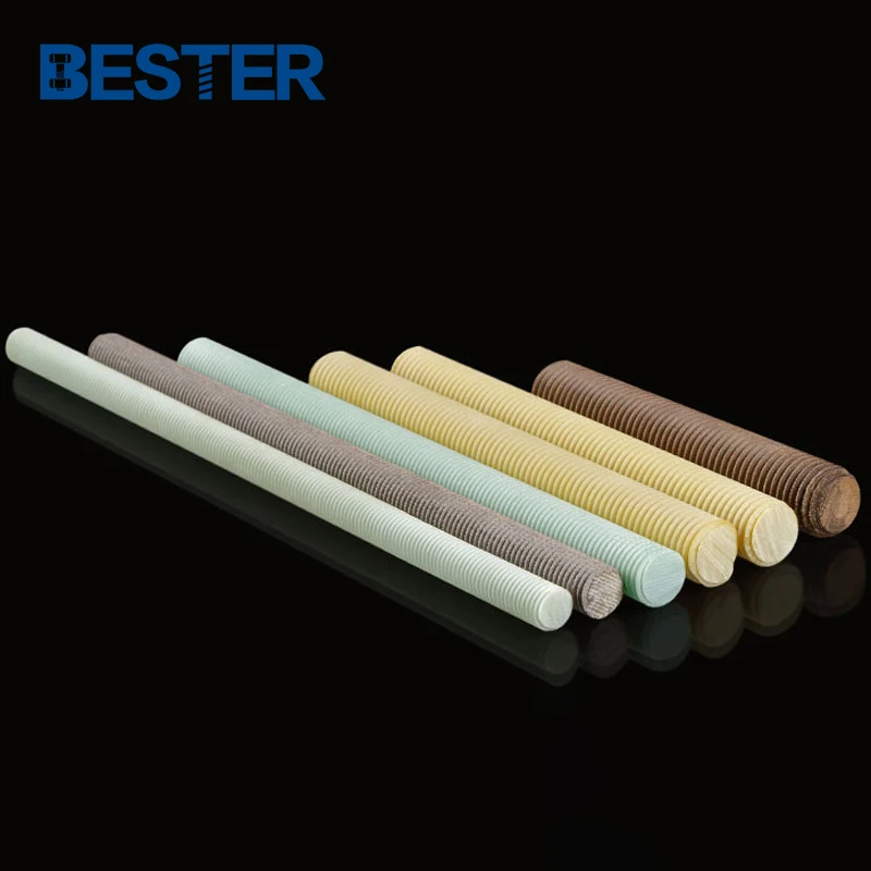 Manufacturers Suppliers 5m 6m 8m 10m color plastic nylon full threaded rods with plastic nuts