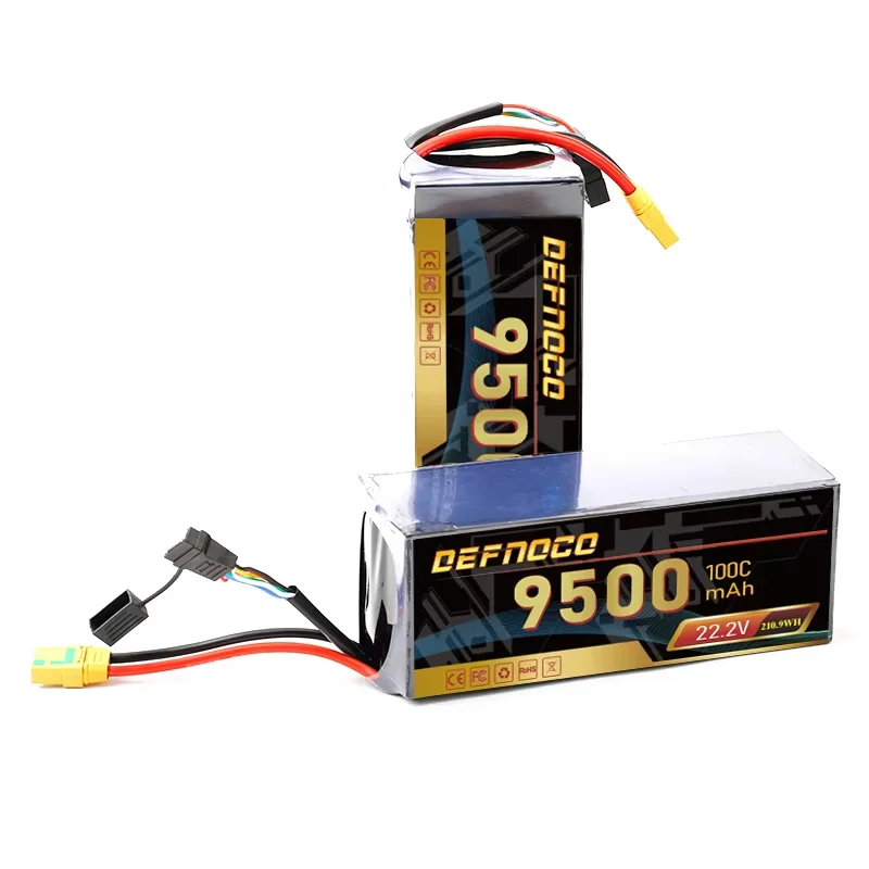 DEFNOCO 9500mAh UAV Battery Drone 6S 100C 8000/9000mAh Lipo for FPV Quadcopter Airplane Helicopter