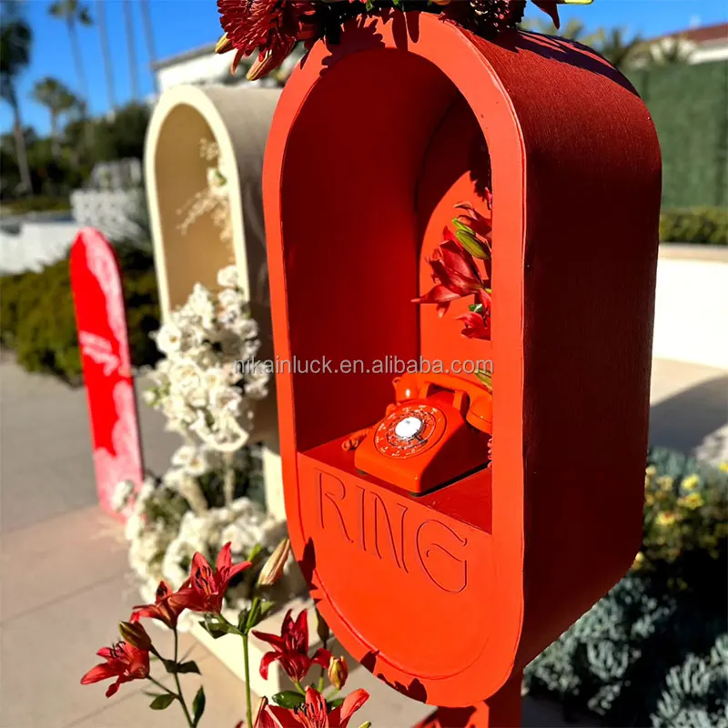 Creative Wedding Party Decoration Props Guestbook Stand Booth Box Red Telephone Floor Placement Table