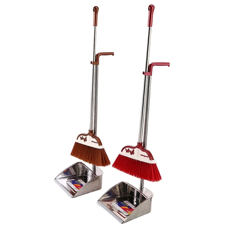 
Home cleaning long handle plasticr broom and dustpan sets custom color broom and dustpan 