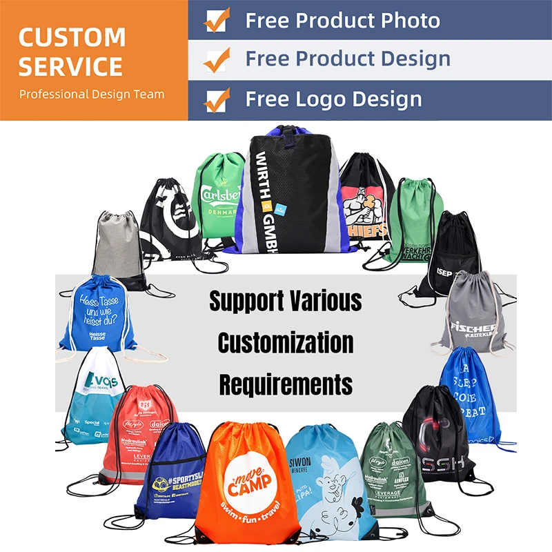 Customize Logo Size Color Wholesale Folding Waterproof Sports Bag Nylon Drawstring Bag Drawstring Backpack