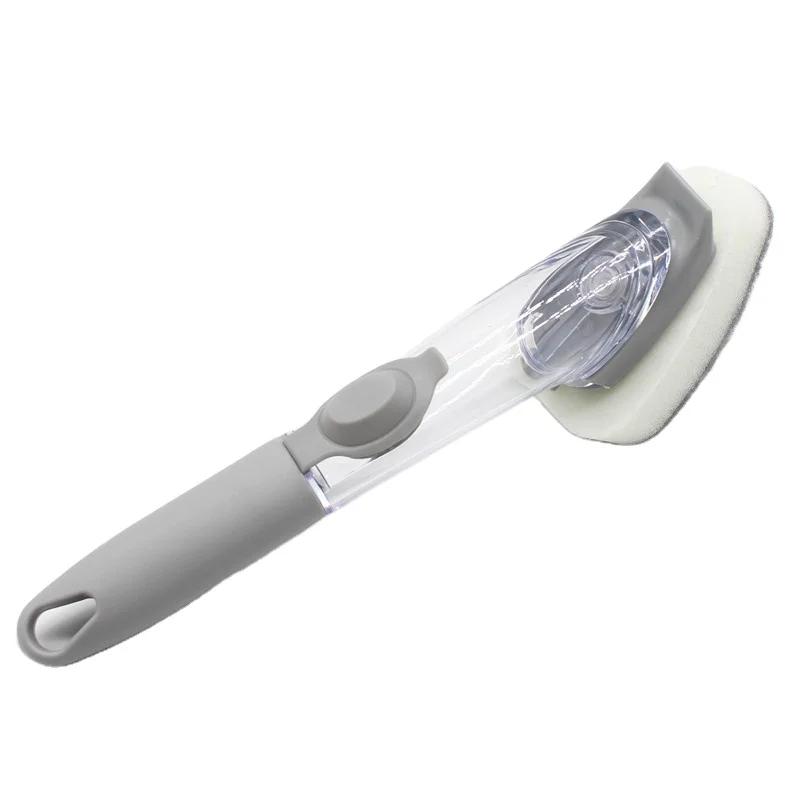 Powerful Dish washer Brush Plastic Cleaning Kitchen Pot Sponge Brush Set With Soap Dispenser