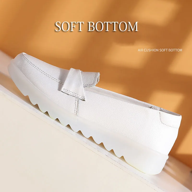 Flat White Nurse Shoes Women Walking Indoor Non-Slip Comfortable Outdoor Casual