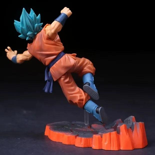 Japanese 14CM Anime Figurine Dragon Blue Hair to Ball Z Heros Super Saiyan Son Goku Model Toy