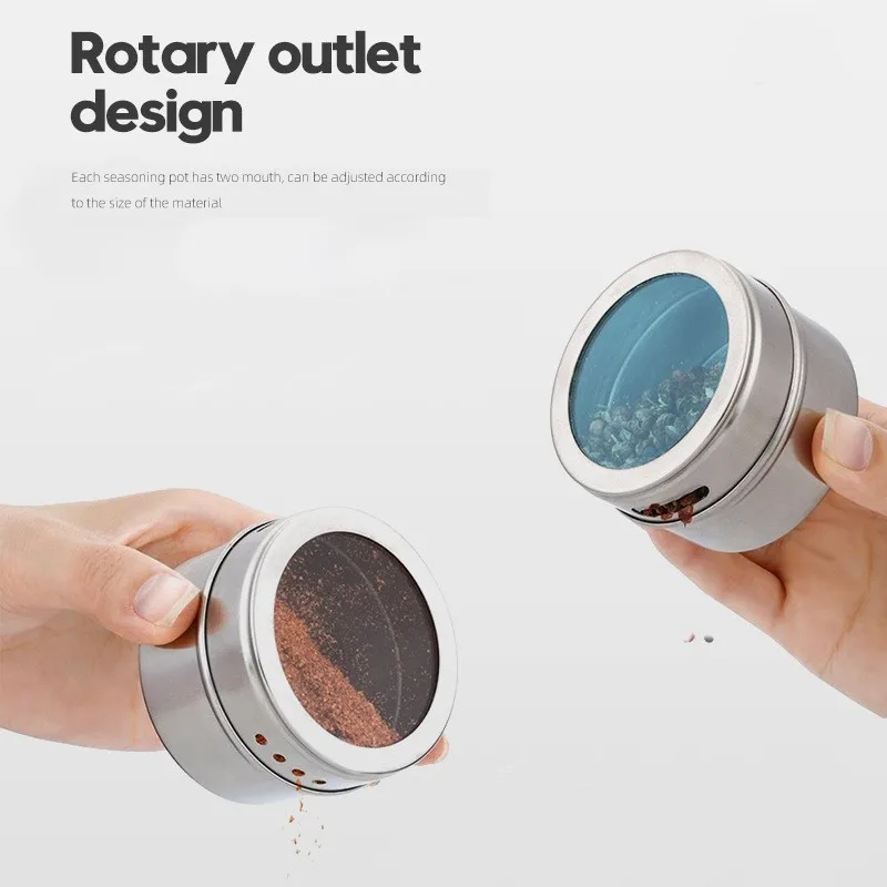 canister can pot metal magnet set box stainless steel magnetic tin containers spice jar Drop Shipping
