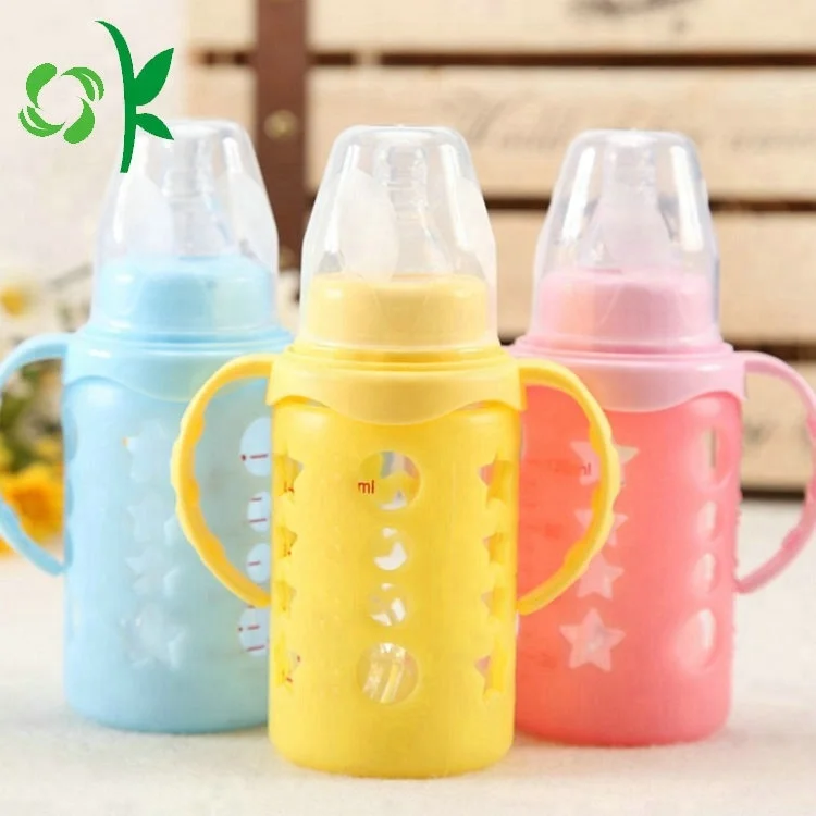 OKSILICONE High Quality Silicone Anti-slip Glass Cup Cover For Protector Baby Glass Bottle Silicone Cup Sleeve
