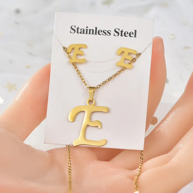 stainless steel letter Pattern Earrings for Women Vintage round Big Earrings set jewelry wholesale NS8063821