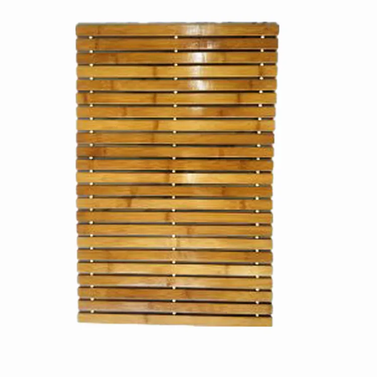 Eco-friendly Natural Bamboo bathroom floor mat collapsible non-slip bath mat wooden bath mat