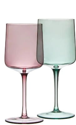 Customized wine utensils, handmade crystal square colored red wine glasses, available for family gatherings