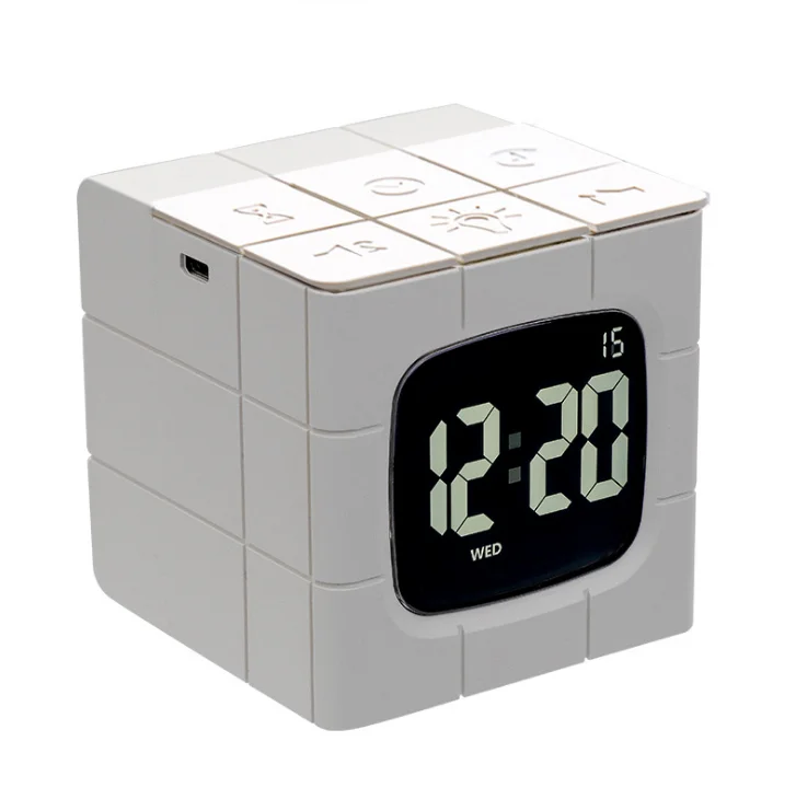 2021 magic cube alarm clock LED colorful night light home decor creative gifts of USB charging clock