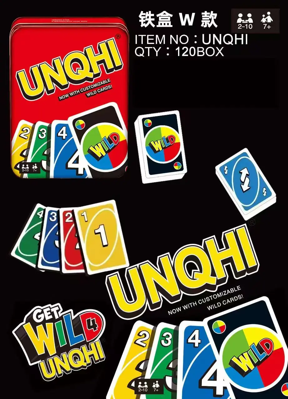 2024 Zealed Hot Sale UNQHI Card Family Funny Entertainment Board Game Cards One Pieces Dragon Balls Flip No Mercy Unos Card Game