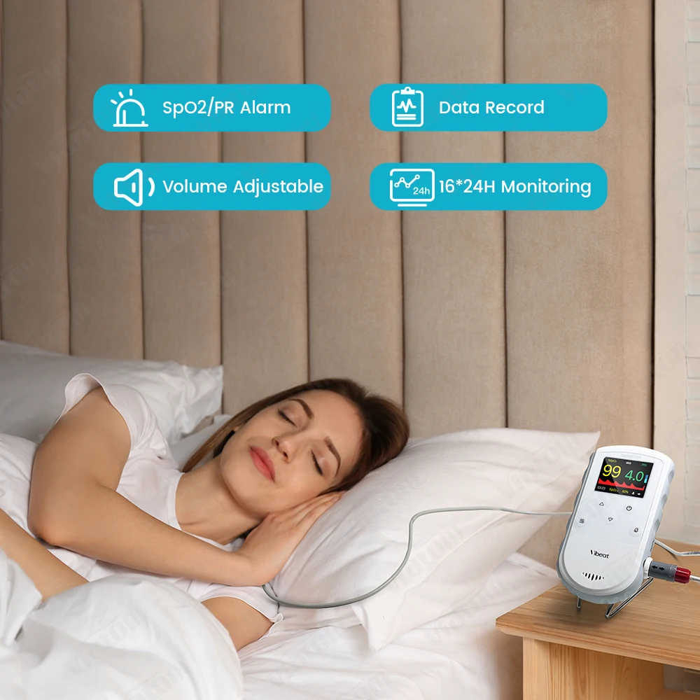 Vibeat PC66B Adjustable Alarm Puls Oximeters Portable Children Apnea Sleep Device Handheld Finger Oximeters