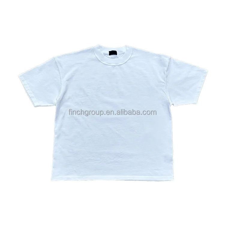 Finch Garment Custom Blank T-Shirt Heavyweight 100% Cotton Solid Boxy Cropped T Shirt Contrast Stitching Tee Man