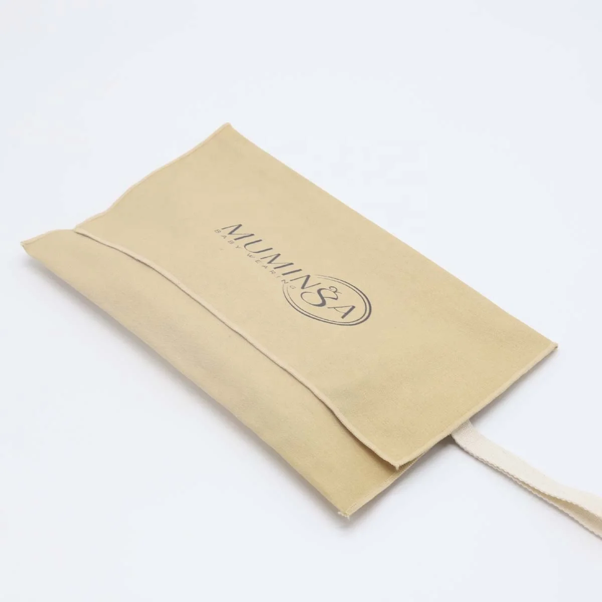 Custom White Logo Printed Canvas Envelope Dust Bag For Baby Wearing Packaging Handle Gift Cloth Velvet Envelope Pouch
