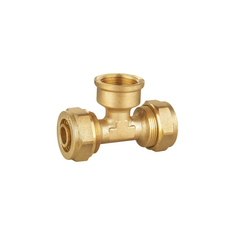 16mm brass female thread compression tee pex pipe coupling fittings
