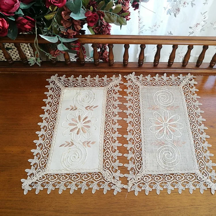 Non slip colorful washable square doily lace placemat