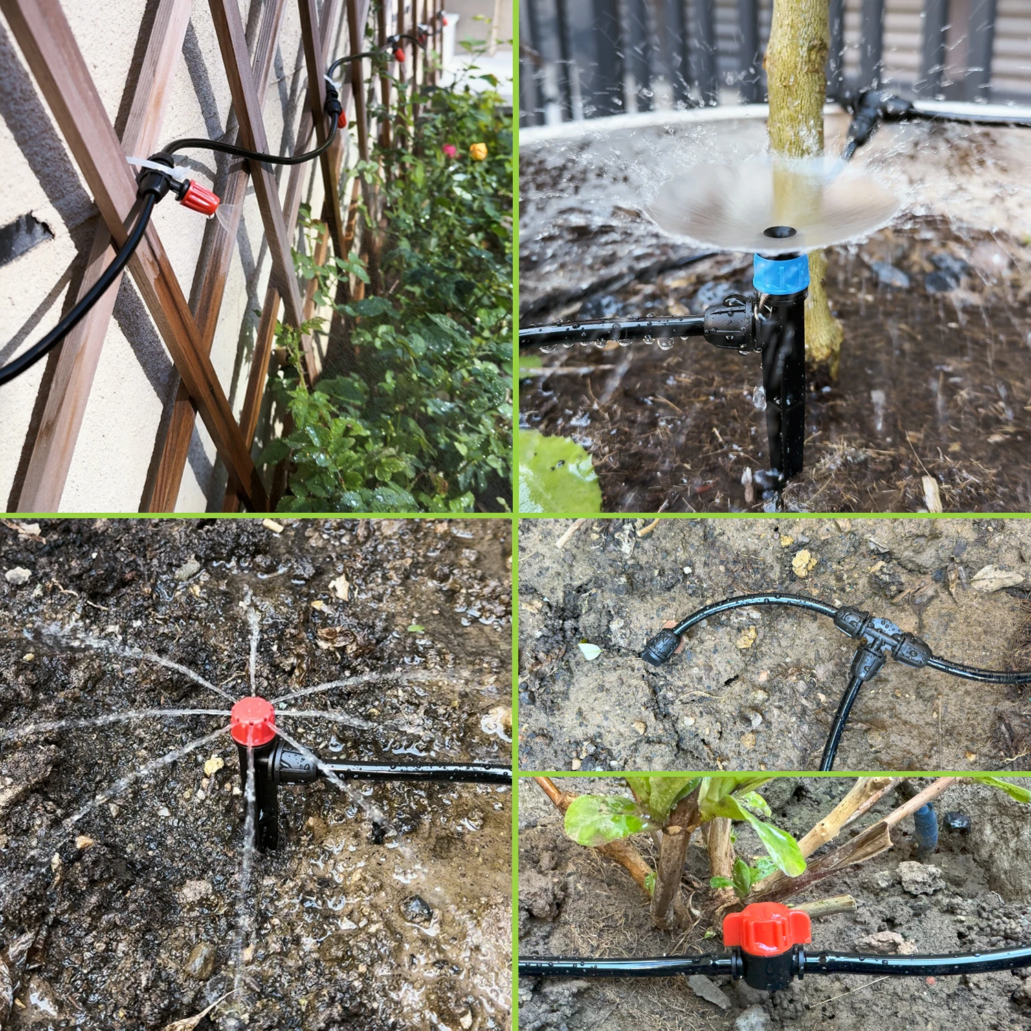 Micro Drip Irrigation Kit Garden Irrigation System Adjustable Nozzle Sprinkler Sprayer Plant Watering Kit Misting Cooling System